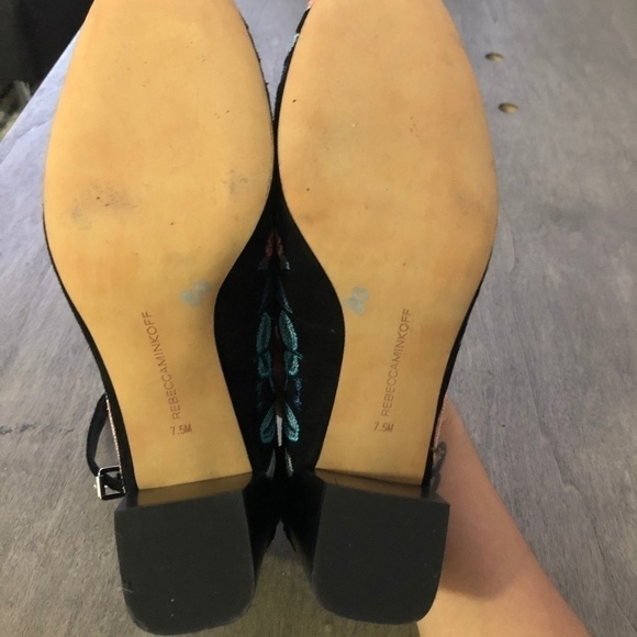REBECCA MINKOFF EMBROIDERED ANKLE STRAP HEEL 7.5 - Picture 6 of 7